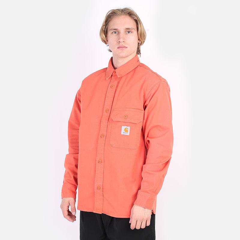 мужская оранжевая рубашка Carhartt WIP Reno Shirt Jac I029424-elba - цена, описание, фото 3
